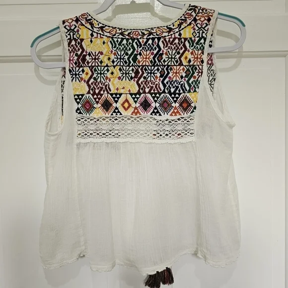 Free People Lohri Embroidered Tassel Top Size S - Picture 8 of 16